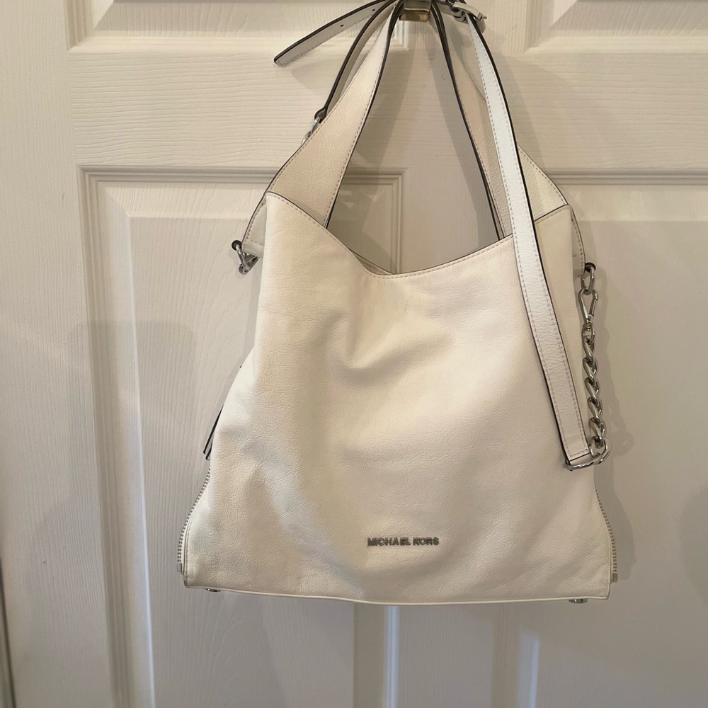 Michael Kors White Leather Hobo Shoulder Bag